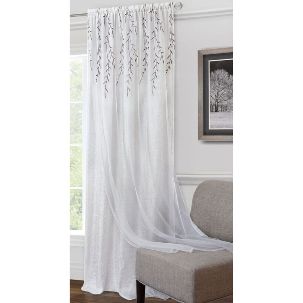 Traditional Elegance Willow Rod Pocket Window Curtain Panel - 42x63 - White